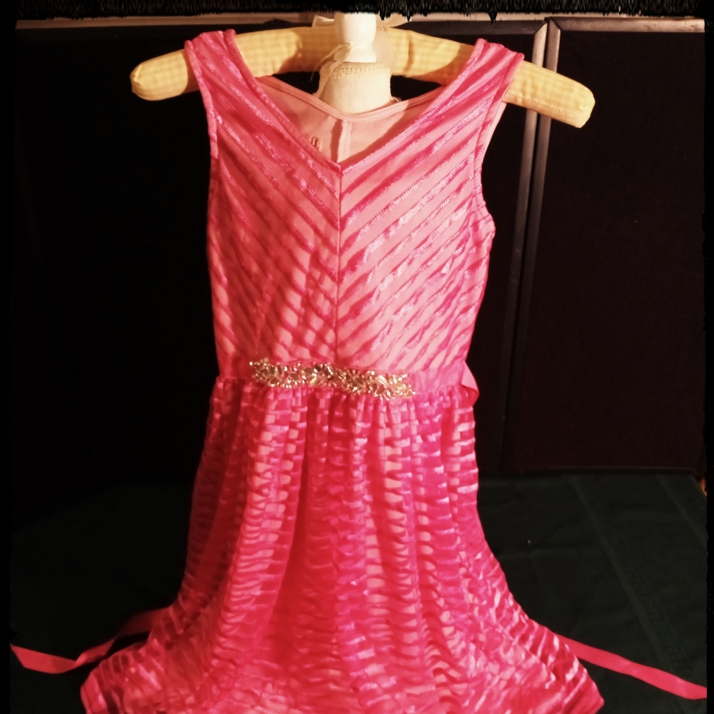 Speechless Pink Sheer Jeweled Dress